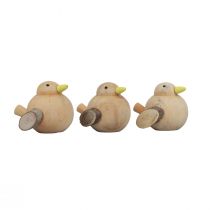 Decoratieve vogels houten vogels tafeldecoratie lente natuur 5cm 6st