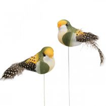 Deco vogels mini vogel op draad veerdecoratie 3×6cm 12st