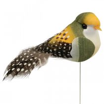 Deco vogels mini vogel op draad veerdecoratie 3×6cm 12st