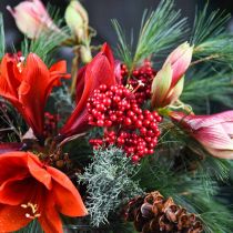Decoratieve tak met rode bessen bessentak herfstdecoratie 26cm 6st