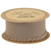 Artikel Decoratief lint bruin chiffon lint modderbruin 40mm 15m