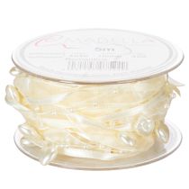 Artikel Decoratief lint, crèmekleurig, hartjes, parels, bruiloftsdecoratie, 10 mm, 5 m