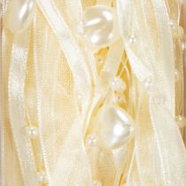 Artikel Decoratief lint, crèmekleurig, hartjes, parels, bruiloftsdecoratie, 10 mm, 5 m