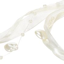 Artikel Decoratief lint, crèmekleurig, hartjes, parels, bruiloftsdecoratie, 10 mm, 5 m