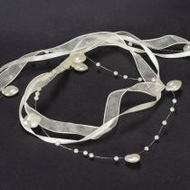 Artikel Decoratief lint, crèmekleurig, hartjes, parels, bruiloftsdecoratie, 10 mm, 5 m