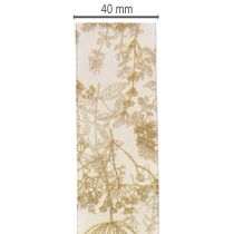 Artikel Cadeaulint met plantmotieven, decoratief dillelint, 40 mm breed, 20 m lang
