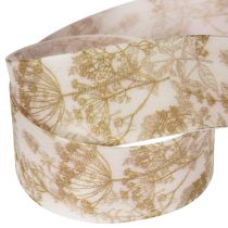 Artikel Cadeaulint met plantmotieven, decoratief dillelint, 40 mm breed, 20 m lang