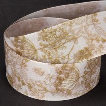 Artikel Cadeaulint met plantmotieven, decoratief dillelint, 40 mm breed, 20 m lang