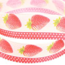 Artikel Decoratief lint aardbeien stoffen lint maatvaste randen 25mm 15m