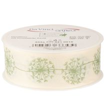 Artikel Decoratief lint, cadeaulint, paardenbloemmotief, crème, 40 mm, 15 m
