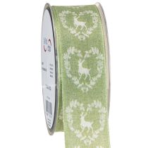 Artikel Decoratielint groen hert 40mm 20m