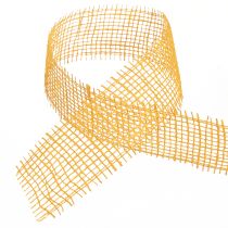 Artikel Decoratief lint jute geel mosterd rasterlint knutsellint 5cm 40m
