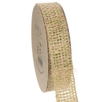 Artikel Groen decoratief lint van jute, naturel, 25 mm breed, 10 m lang