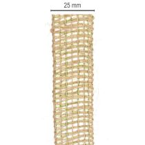 Artikel Groen decoratief lint van jute, naturel, 25 mm breed, 10 m lang
