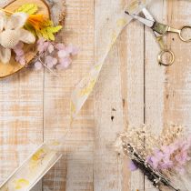 Artikel Decoratief lint met bladermotief, organza lint, 25 mm breed, 20 m lang
