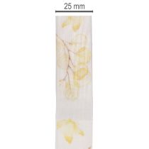 Artikel Decoratief lint met bladermotief, organza lint, 25 mm breed, 20 m lang