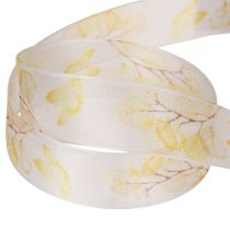 Artikel Decoratief lint met bladermotief, organza lint, 25 mm breed, 20 m lang