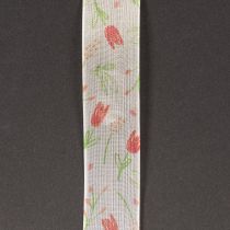 Artikel Cadeaulint met tulpenpatroon, creatief voor speciale gelegenheden en seizoensdecoratie, 2,5 cm breed, 18 m lang
