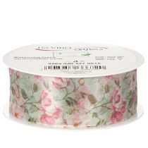 Artikel Cadeaulint met bloemenmotief voor een elegante cadeauverpakking, 15 meter