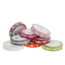 Decoratielint organza lint met bloemmotief 15mm 20m
