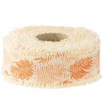 Artikel Decoratief lint bladeren regenwoud katoenen lint oranje 30mm 15m