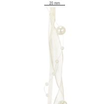 Artikel Decoratief lint met parels, crèmekleurig, 20 mm, 5 m