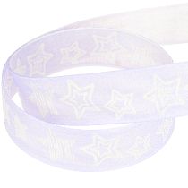 Artikel Decoratief lint met sterren kerstlint lila 25mm 18m