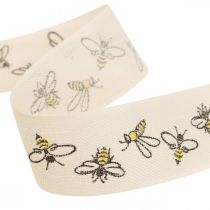 Decoratief lint bijen creme lint 25mm 18m