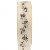 Decoratief lint bijen creme lint 25mm 18m