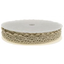 Artikel Decoratief lint kant beige grijs 22mm 20m