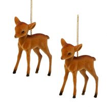 Artikel Decoratief figuur rendier jong bruin 7,5cm geflockt 2 st
