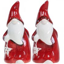 Artikel Kerstman figuur Nicolaas rood, wit keramiek H13.5cm 2st