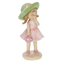 Artikel Decoratieve beeldjes van meisjes met hoedjes, roze en groen, 6,5 x 5,5 x 14,5 cm, 2 stuks