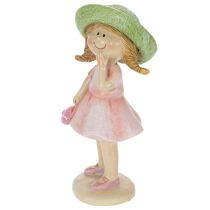 Artikel Decoratieve beeldjes van meisjes met hoedjes, roze en groen, 6,5 x 5,5 x 14,5 cm, 2 stuks