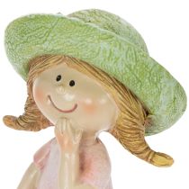 Artikel Decoratieve beeldjes van meisjes met hoedjes, roze en groen, 6,5 x 5,5 x 14,5 cm, 2 stuks