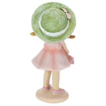 Artikel Decoratieve beeldjes van meisjes met hoedjes, roze en groen, 6,5 x 5,5 x 14,5 cm, 2 stuks