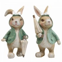 Decoratiefiguren decoratief konijn met paraplu H10,5cm 4st