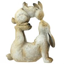 Decoratiefiguren moeder konijn met kind konijn grijsbruin H35cm