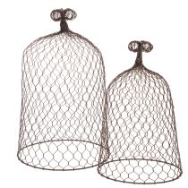 Artikel Decoratieve metalen bel, klimhulp, draadkap, bruin, roestkleurige afwerking, H50/41cm Ø30/25cm, set van 2