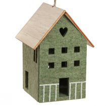 Artikel Decoratieve hanger vilt decoratie huisje groen naturel 6cmx8cmx11cm 4 st