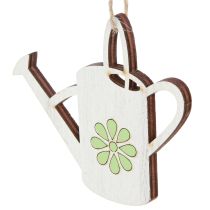 Artikel Decoratieve hanger gieter houtdecoratie naturel groen 8cm 12 st