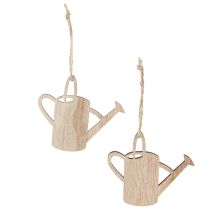 Artikel Decoratieve hanger gieter houtdecoratie naturel groen 8cm 12 st