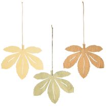Artikel Decoratieve hanger hout herfstbladeren groen naturel bruin 12x10cm 12 st