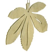 Artikel Decoratieve hanger hout herfstbladeren groen naturel bruin 12x10cm 12 st