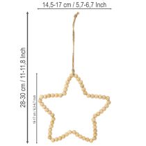 Artikel Decoratieve kerst houten kralen hart sterboom H16cm 3 st