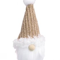 Artikel Decoratieve hanger kerstkabouter wit bruin H11cm 3 st
