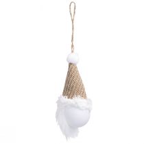 Artikel Decoratieve hanger kerstkabouter wit bruin H11cm 3 st
