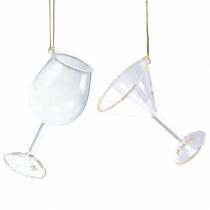 Deco hanger bril helder met goud 9cm 2st