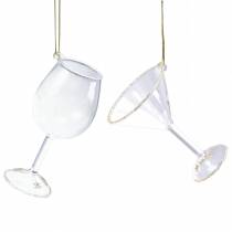 Artikel Deco hanger bril helder met goud 9cm 2st