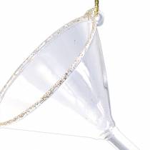 Deco hanger bril helder met goud 9cm 2st